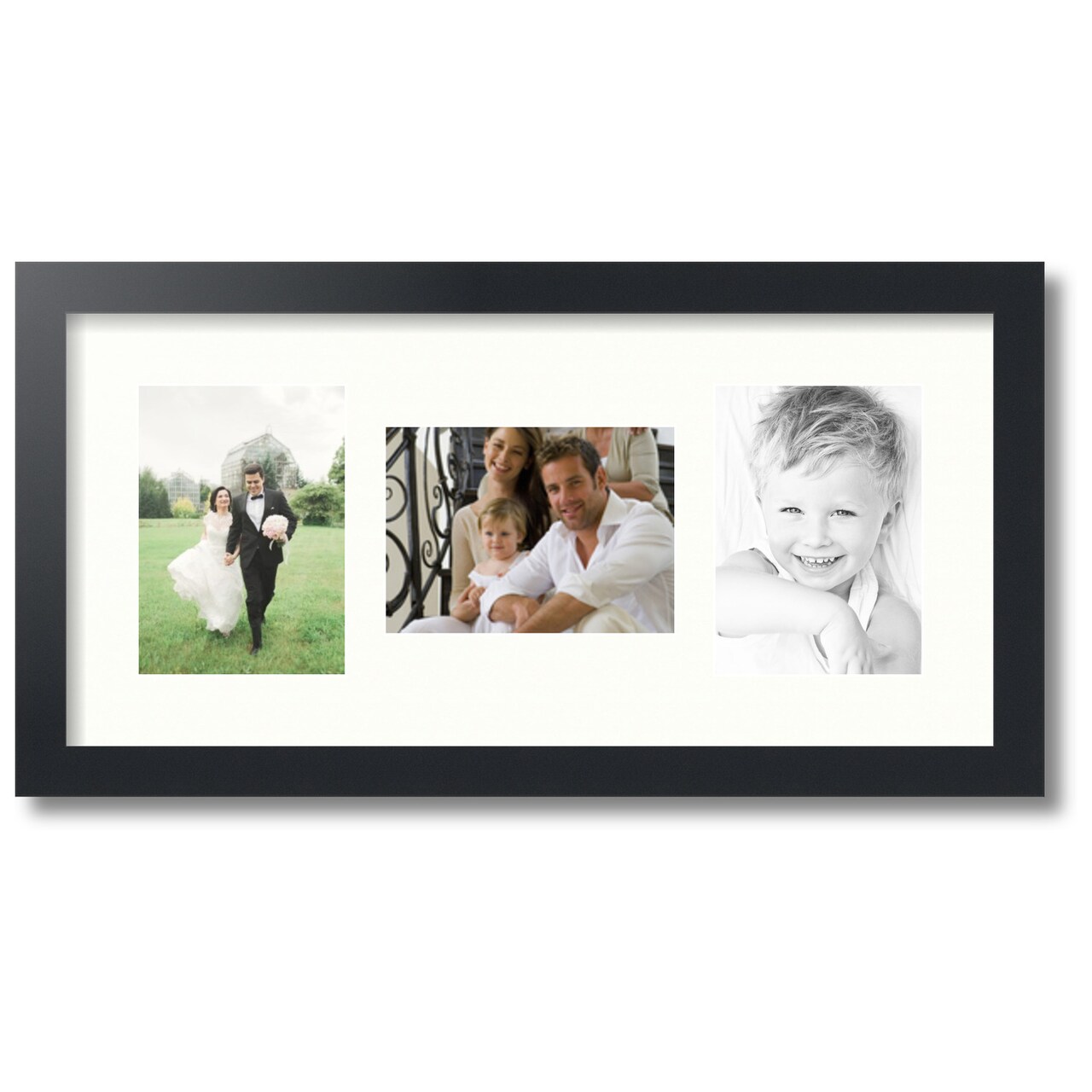 ArtToFrames Collage Photo Picture Frame with 3 - 5x7 inch Openings, Framed in Black with Over 62 Mat Color Options and Plexi Glass (CSM-3926-114)